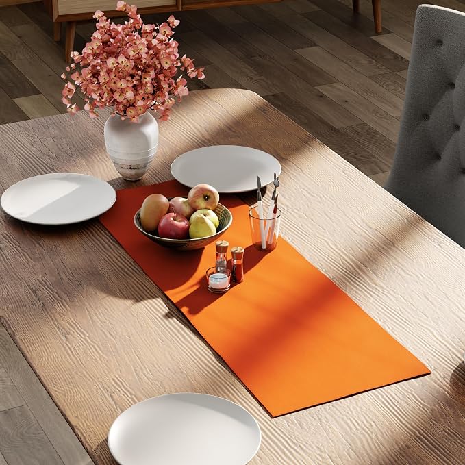 Encasa XO Table Runner 13"x36" Long | Cotton Canvas Fabric | Orange Solid Color - Image 2