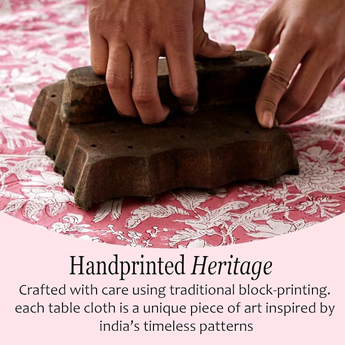 CPC Tablecloth 100% Cotton 72x190 Inch Indian Block Print Rectangle Table Cover - Image 5