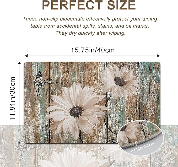 White Sunflower Placemats set of 4 - Image 4