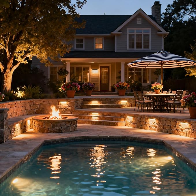 12W Retaining Wall Lights LED Hardscape Lighting Low Voltage Step Lights Warm - Image 9