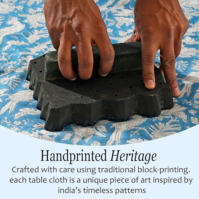 CPC Tablecloth 100% Cotton 70x118 Inch Indian Block Print Rectangle Table Cover - Image 5
