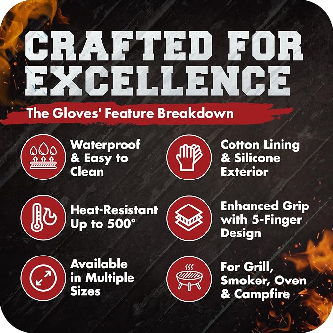 KITCHEN PERFECTION XL Silicone Smoker Oven Gloves-Extreme Heat Resistant BBQ - Image 6