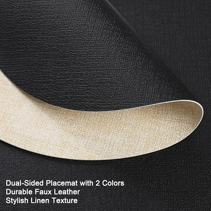 Myir JUN Round Placemats, Dual Sided Faux Leather Place Mats Set of 4 - Image 2