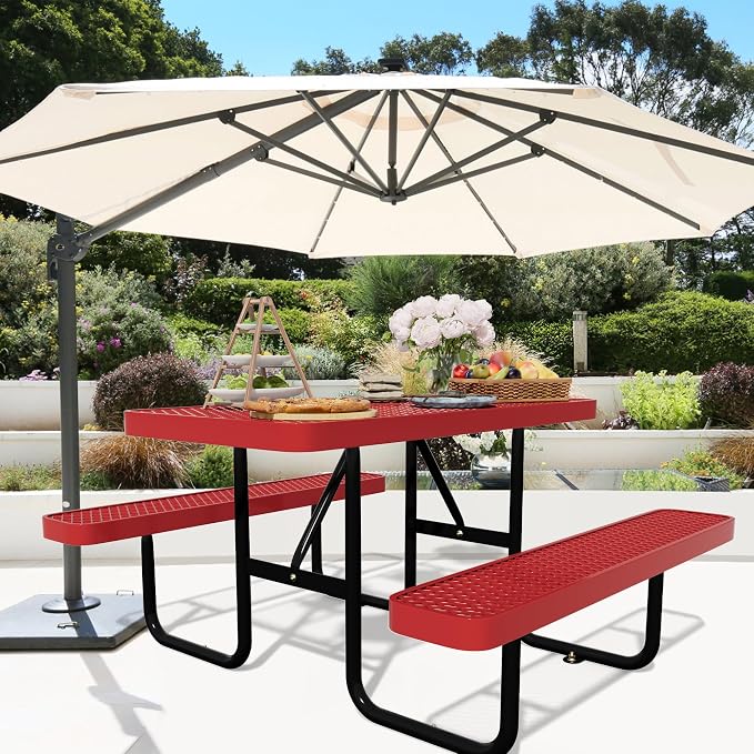 48'' Rectangular Metal Picnic Table - Image 2