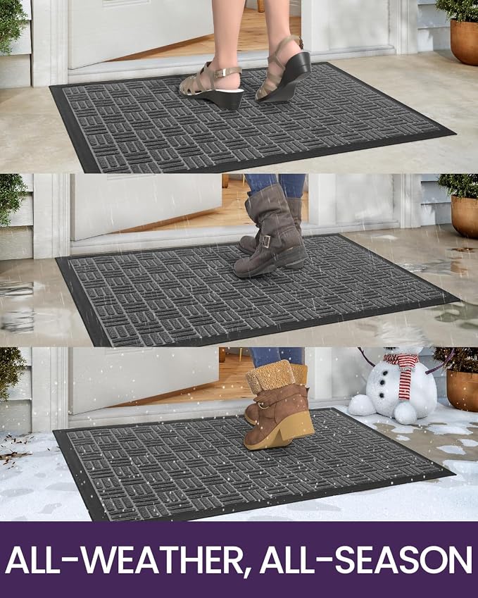 DEXI Front Door Mat Outside Entrance, 4x6 ft Large Rubber Entry Doormat Heavy - Image 4
