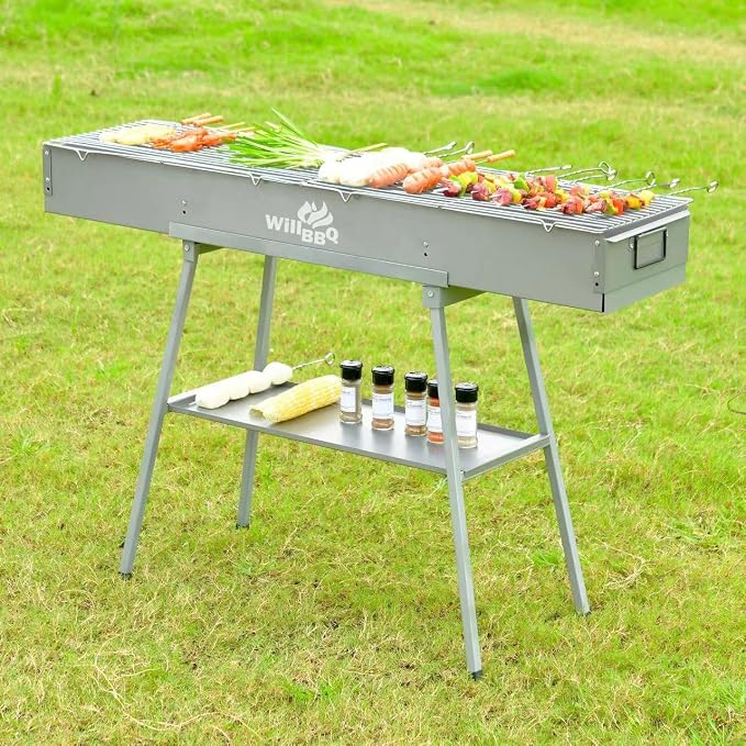 WILLBBQ Charcoal Grills Commercial Quality Portable Hibachi BBQ Lamb Skewer - Image 2