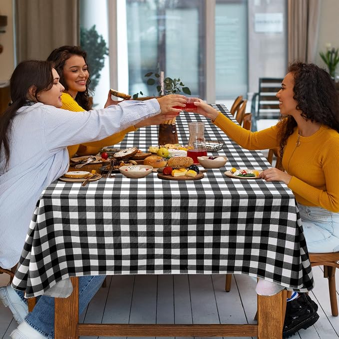 Nasitos 2 Pack Gingham Vinyl Tablecloth 60x102 Inch-Rectangle Picnic Table - Image 4