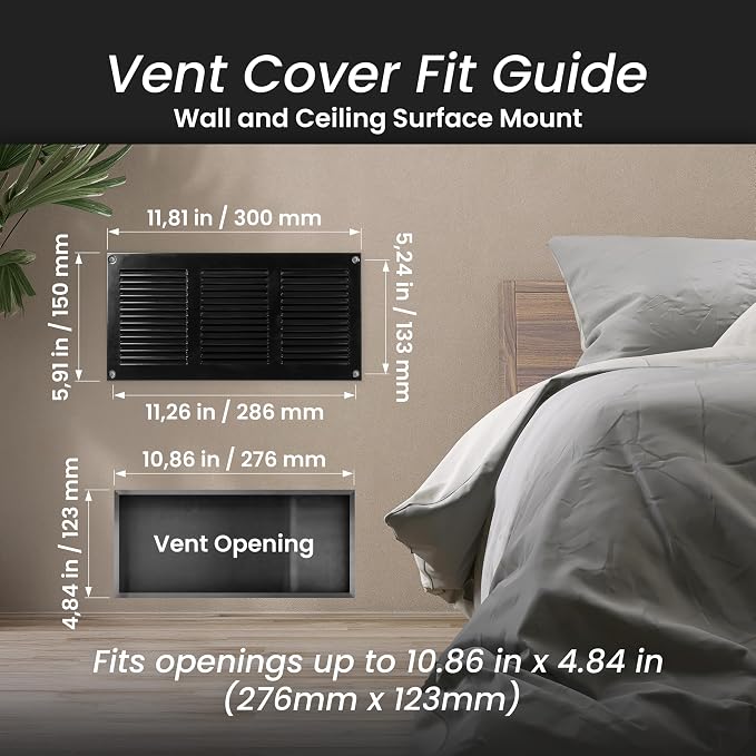 Repa Market 2-Pack Black Air Vent Cover 12" x 6" Inch - Image 2