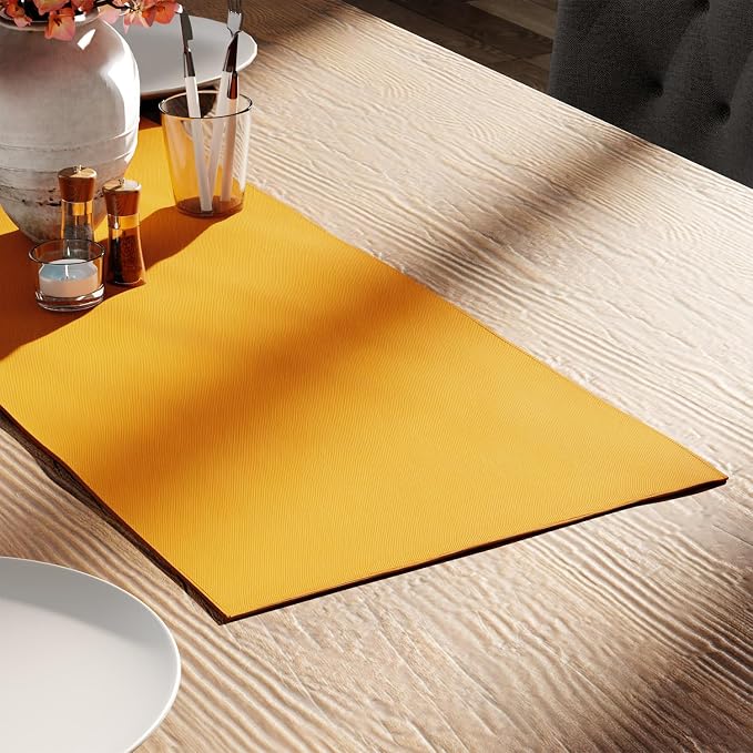 Encasa XO Table Runner 13"x36" Long | Cotton Canvas Fabric | Mango Solid Color by EncasaXO