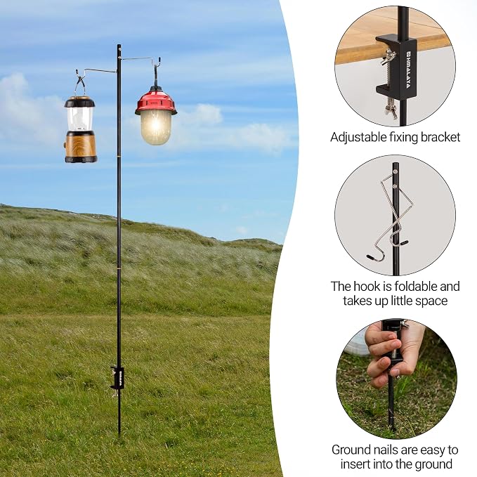 Camping Folding Lamp Pole, Lightweight Collapsible Aluminum Lantern Stand - Image 3