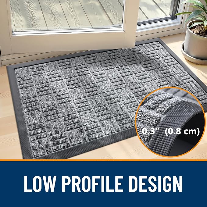 OLANLY Front Door Mat Outside Entrance 47x17, Heavy Duty Sturdy Natural Rubber - Image 4