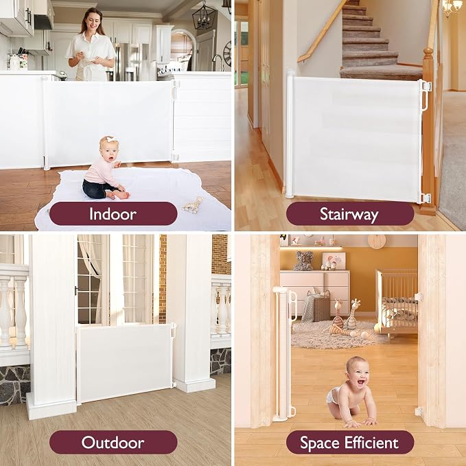 Momcozy Retractable Baby Gate, Extends up to 55" Wide, Child Safety Baby Gates - Image 6