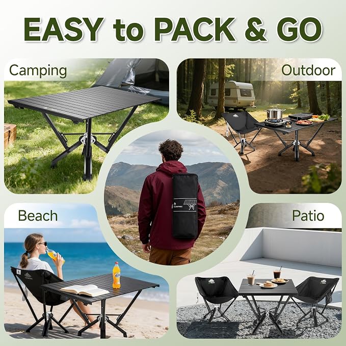 Folding Camping Table — Stable Roll-Up Aluminum Design, Solid Support Structure - Image 6