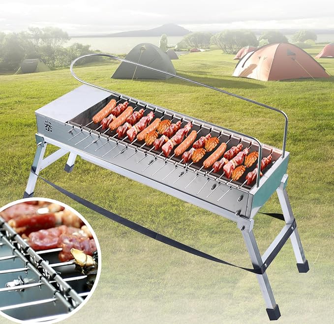 Automatic Rotating Electric BBQ Grill Foldable Kabob Grill Stainless Steel - Image 3