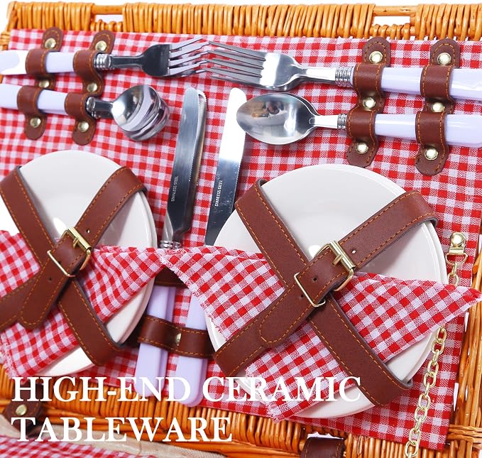 Neti Neti Wicker Picnic Basket for 4 - Image 3