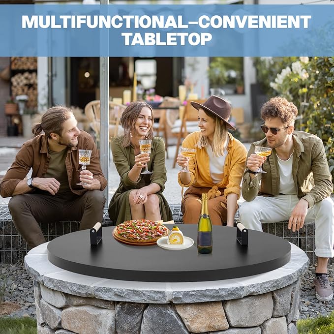 Fire Pit Lid Round 36", Heat Resistant Metal Firepit Cover - Image 7