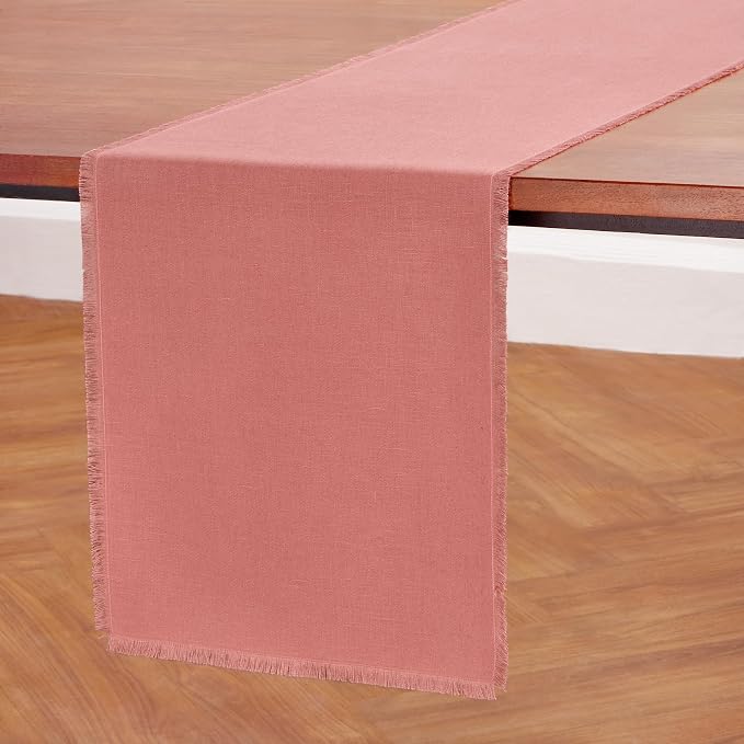 Solino Home Fringe Linen Table Runner 48 Inches by SolinoHome