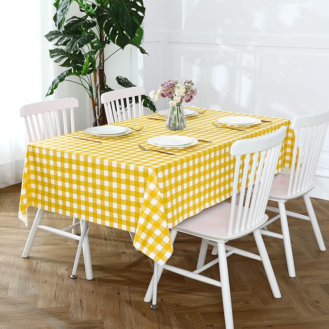Romanstile Rectangle Vinyl Tablecloth, 100% Waterproof Buffalo Gingham Plastic - Image 3