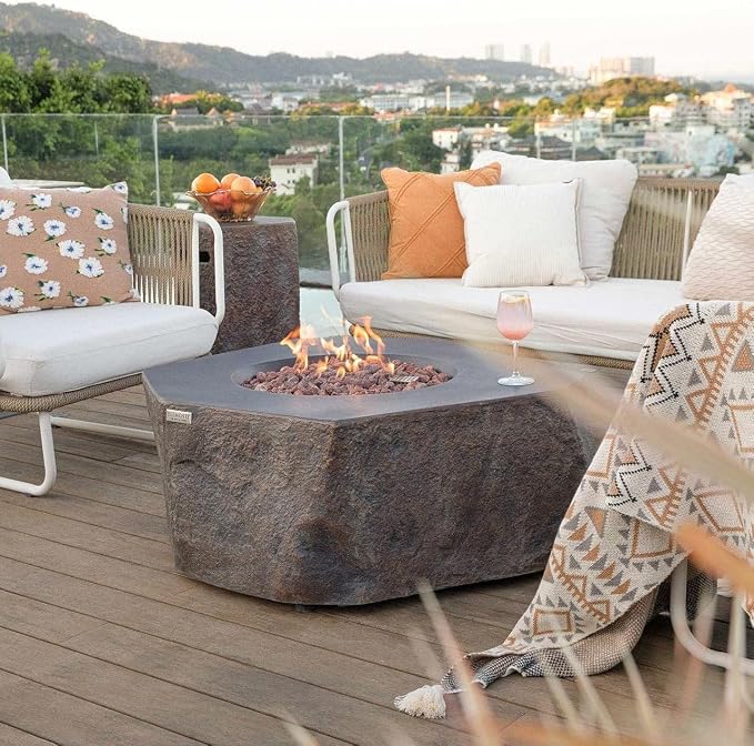 Elementi | Bundle Columbia Gas Fire Pit Cast Concrete Semi-Round Fire Table - Image 7