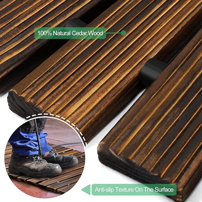 RELIANCER 12' Wooden Garden Pathway, Outdoor Roll Out Cedar Straight Walkway - Image 6
