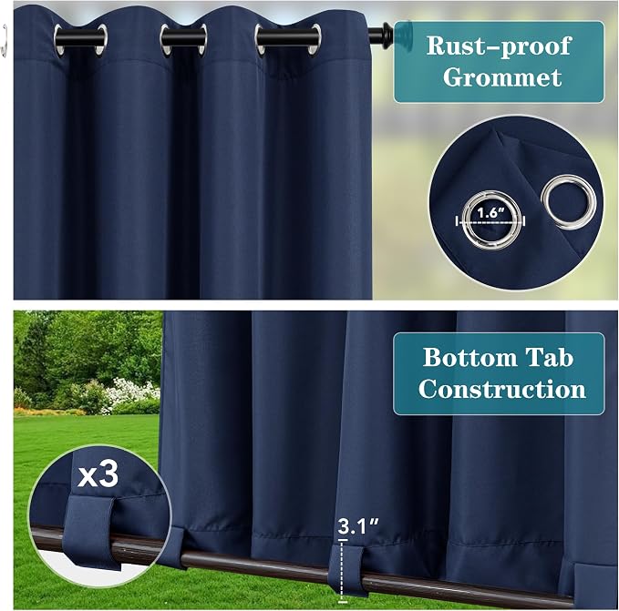 HolidayIdeas Gazebo Curtains Outdoor Waterproof 4 Panels 54x84 Inch-Windproof - Image 2