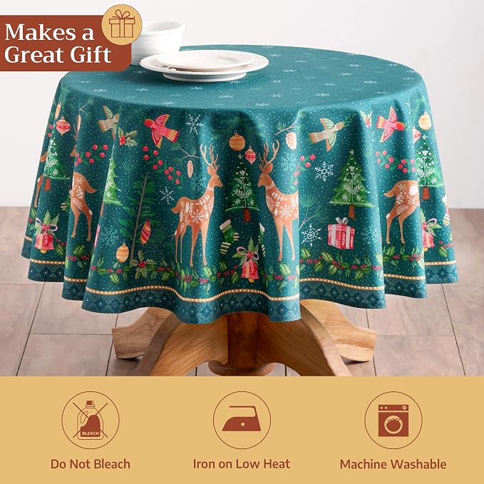 Maison d' Hermine Table Cloth Round Table 100% Cotton 69 Inches Fall Tablecloth - Image 5