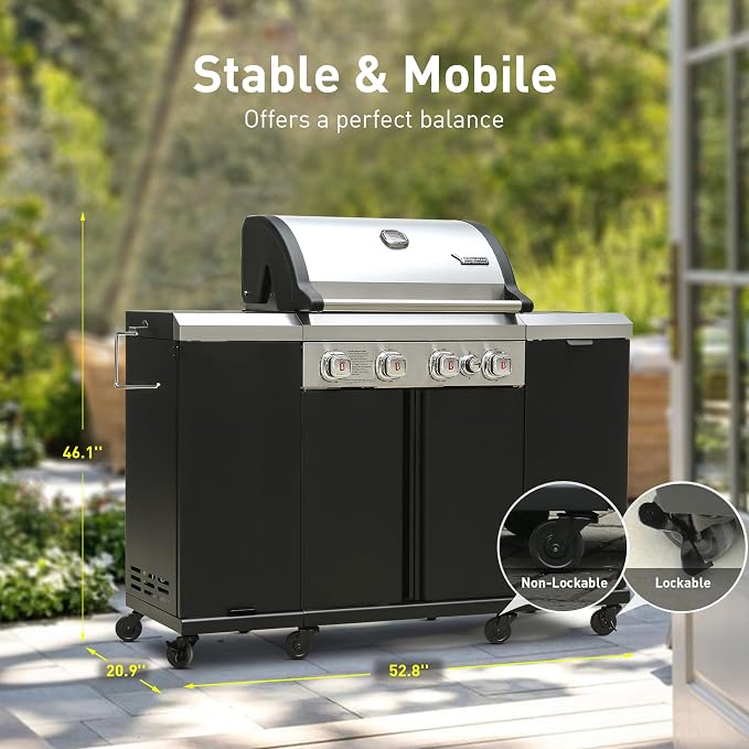 Brand-Man 4-Burner Gas Outdoor Kitchen Grill Island - Image 8