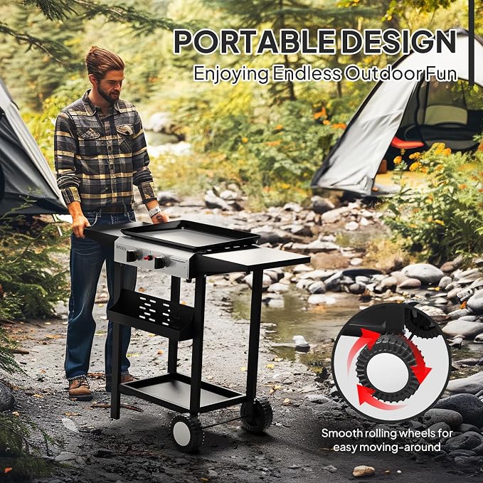 ROVSUN 2 Burner Portable Propane Griddle - Image 5