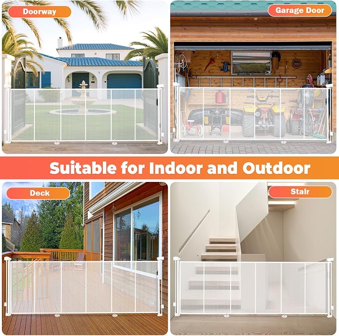 120" Extra Wide Retractable Baby Gates Dog Gate, Long Mesh Gate Pet Gate - Image 9