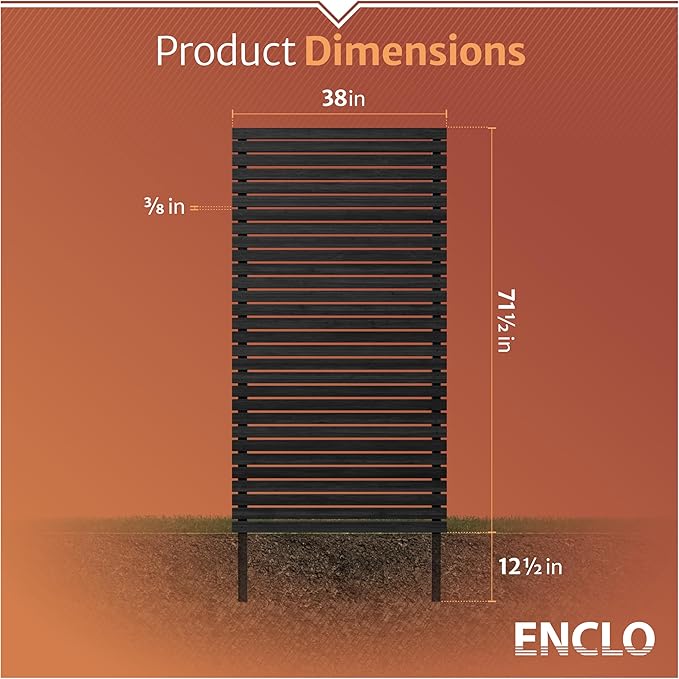 Decorative Fence Privacy Screen, Charcoal Cedar Wood, 6 ft x 38 in Panel