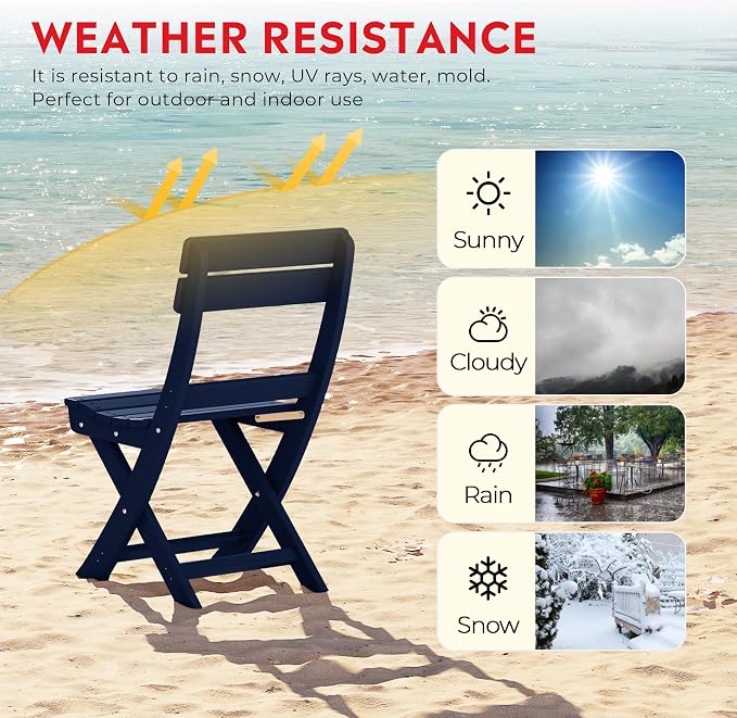 Costaelm Paradise 3-Piece Outdoor HDPE Folding Patio Bistro Table and Chairs - Image 6