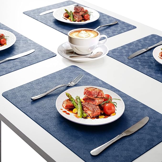 Vinyl Placemats Set of 6 Faux Leather 100% Waterproof Wipeable Washable Place - Image 6