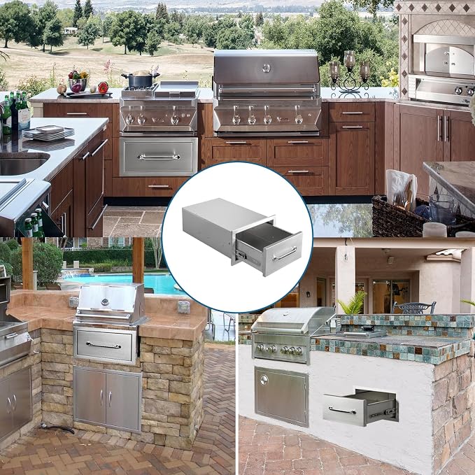 Outdoor Kitchen Drawers 14"Wx8.5"Hx23"D Flush Mount Access Single Drawer BBQ - Image 6