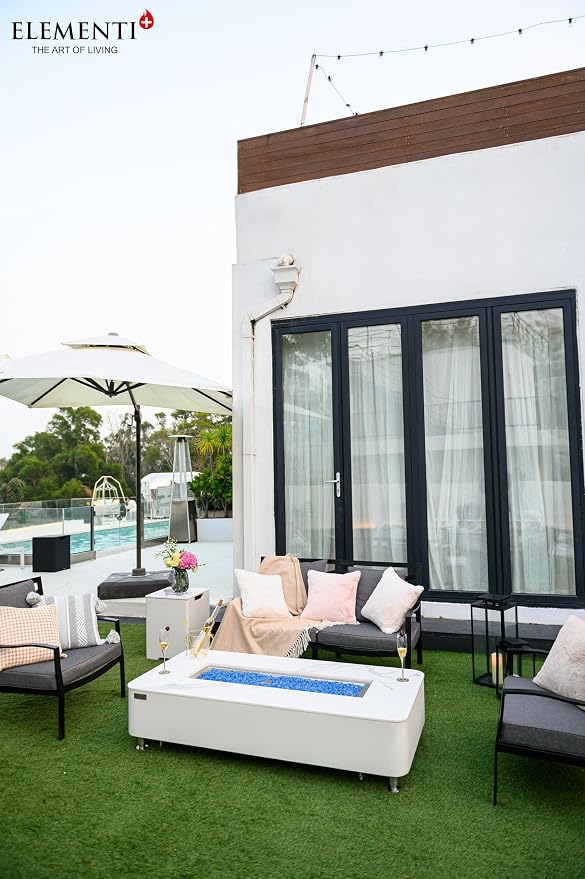 Elementi+ | Athens Gas Fire Pit | Cast Concrete Body & Marble Porcelain Top | - Image 3