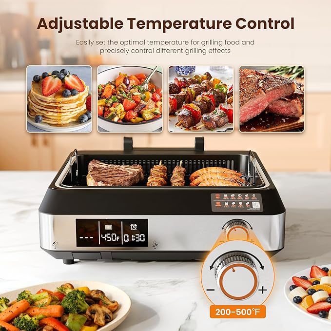 Kismile 2-in-1 Griddle and Indoor Grill, Electric Smokeless Grill - Image 3