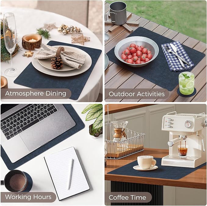 Vinyl Placemats Set of 6, Faux Leather Waterproof and Heat Resistant Place Mats - Image 6