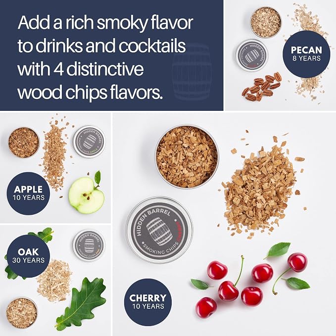 Whiskey Smoker Kits with Torch 4 Flavors Wood Chips Bourbon Cocktail Old - Image 6