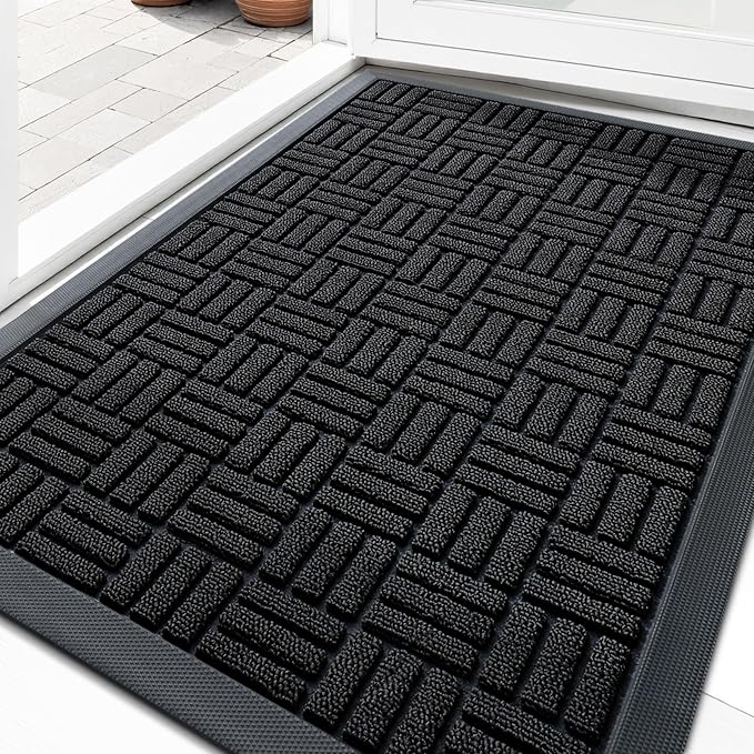 OLANLY Front Door Mat Outside Entrance 35x23, Heavy Duty Sturdy Natural Rubber by OLANLY