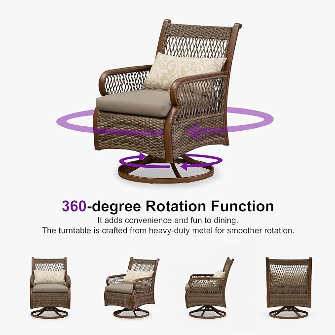 PURPLE LEAF Outdoor Dining Set for 6 All Weather Wicker Patio Dining Set - Image 2