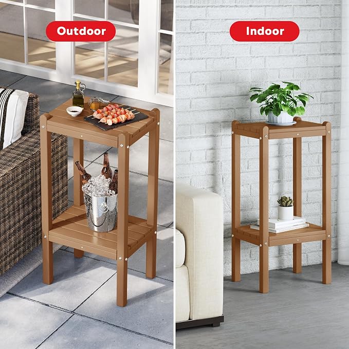 Costaelm Outdoor Side Table, 2-Tier Small Patio Coffee Tables - Image 6