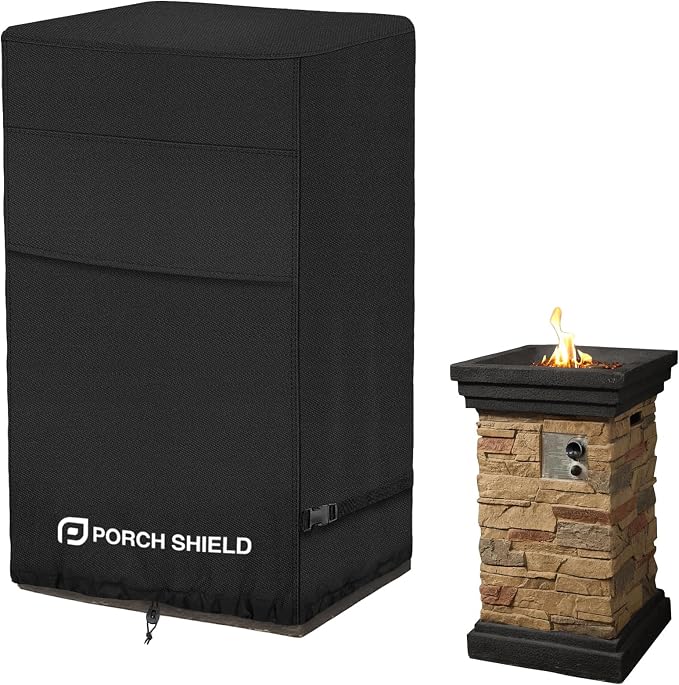 Porch Shield Fade Resistant Square Patio Fire Column Cover 21 inch Waterproof by PorchShield