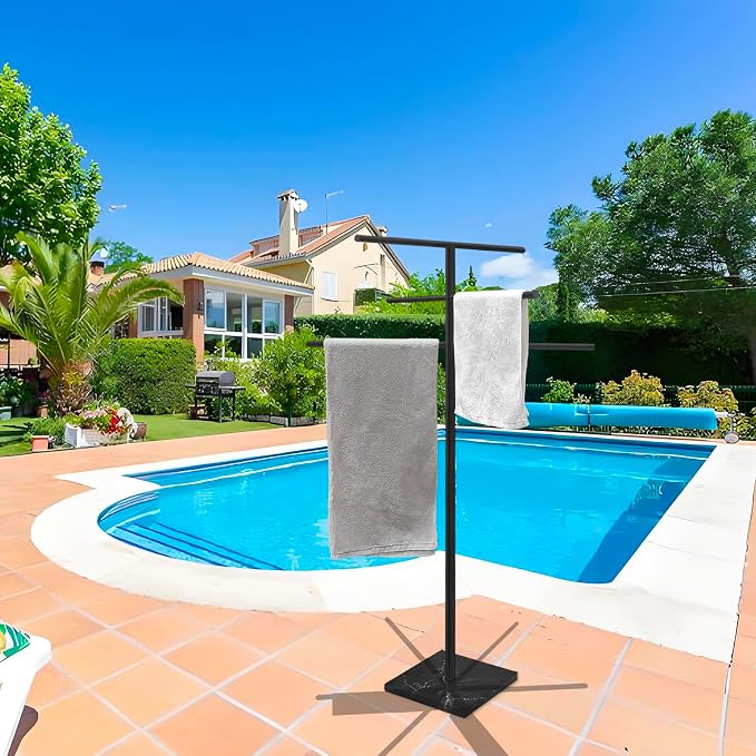 Marble Base Outdoor Standing Towel Rack - Image 4