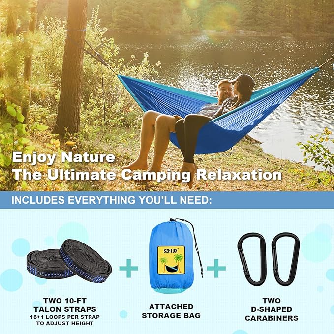 Hammock for Camping, Portable Double 500 lb Capacity, Dark Blue