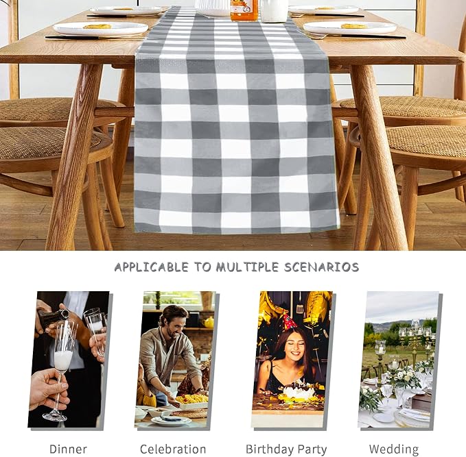 Fabric Checkered Table Runner 12 Pack Waterproof Gingham Table Runner 14W x - Image 3