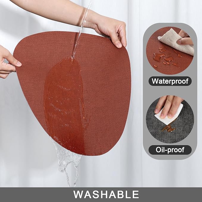 Placemats and Coasters, Washable Reversible Placemats Round Faux Leather - Image 4