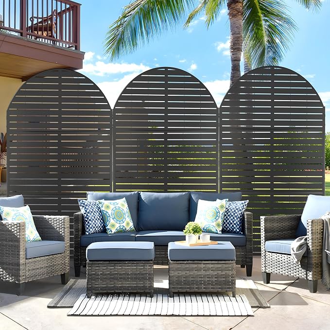 Metal Privacy Screen Outdoor 72" H×47" W, Freestanding Decorative Privacy Screen - Image 4