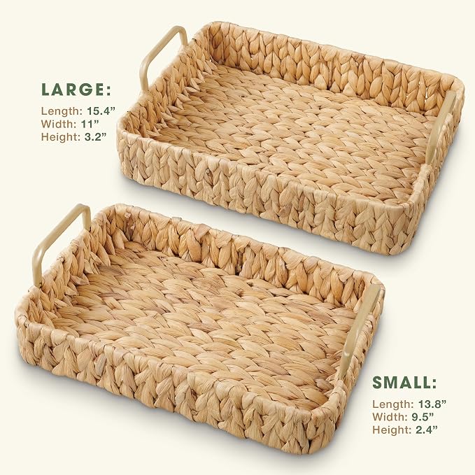 Set of 2 Rectangular Wicker Trays - Image 6