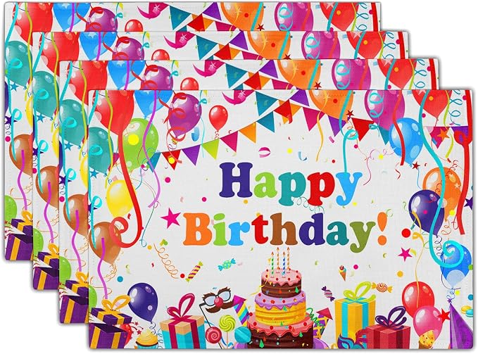Giwawa Happy Birthday Placemats, Bithday Cake Gifts Decorative Table Mat Set of by Giwawa