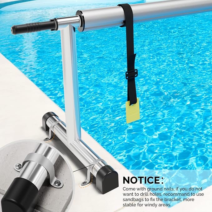 VINGLI Pool Cover Reel Set Pool Solar Cover Reel - Image 8