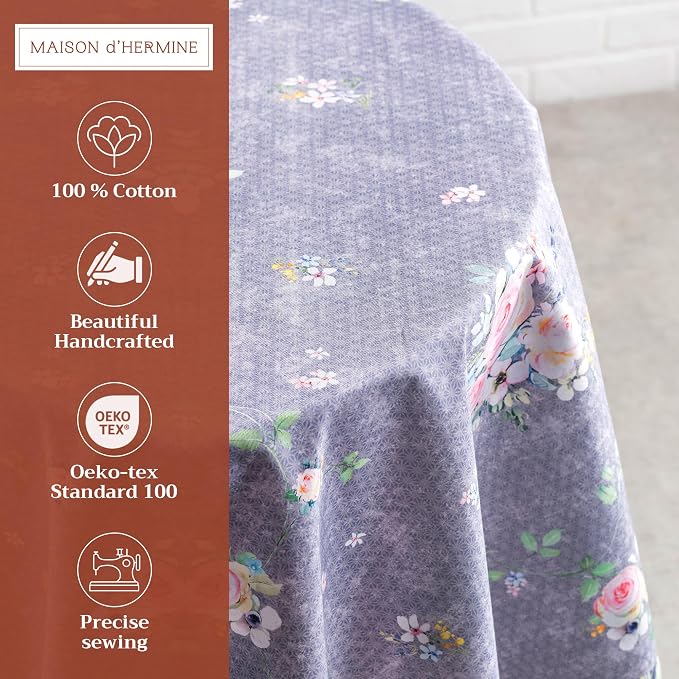 Maison d' Hermine Table Cloth Round Table 100% Cotton 63 Inches Tablecloth - Image 2
